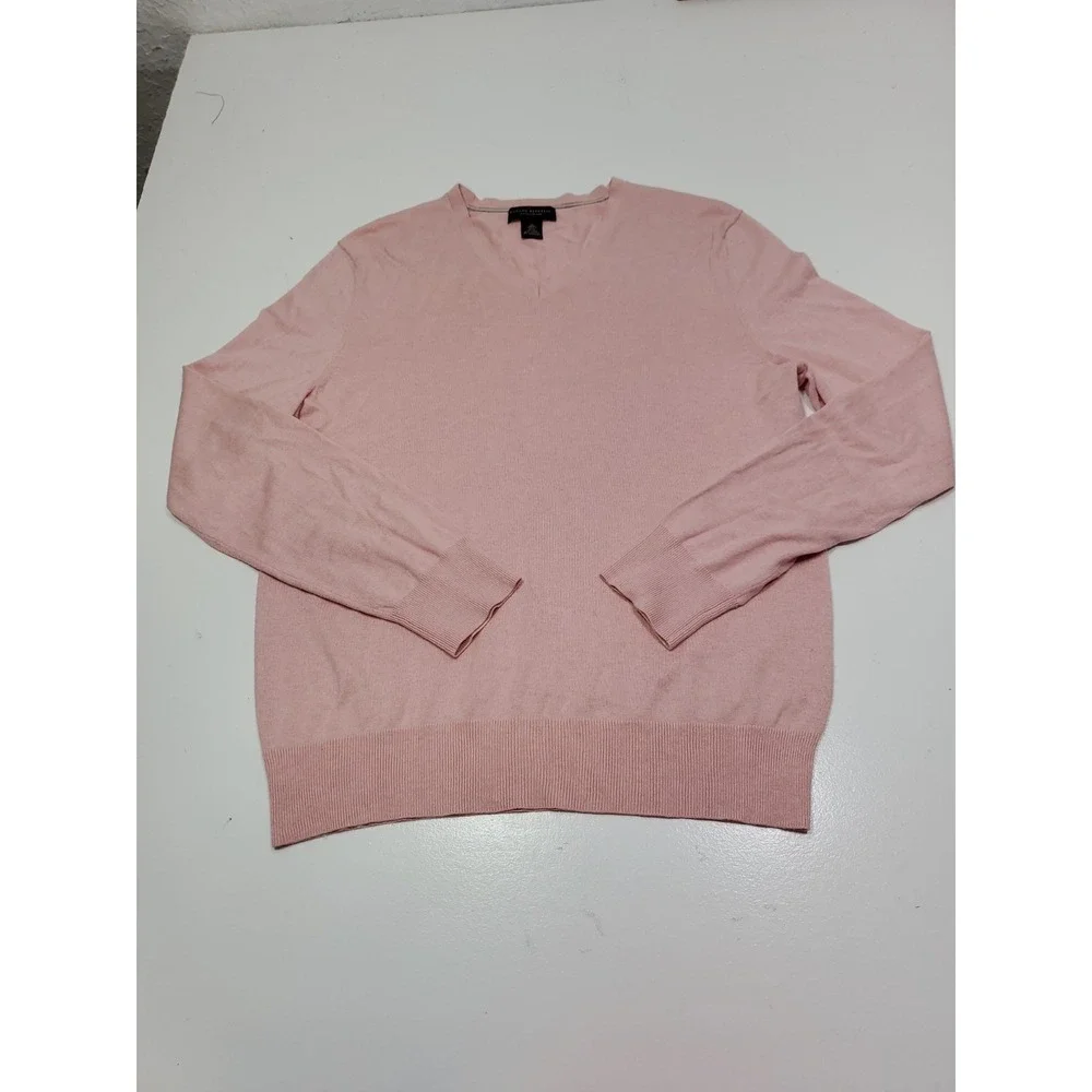 Banana Republic Sweater Mens Medium Pink Silk Cashmere Knit V-Neck Pullover